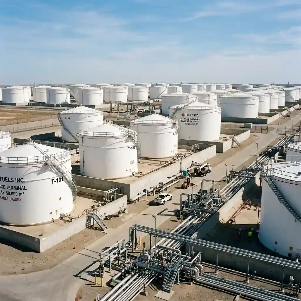 Petroleum storage tanks and transfer infrastructure